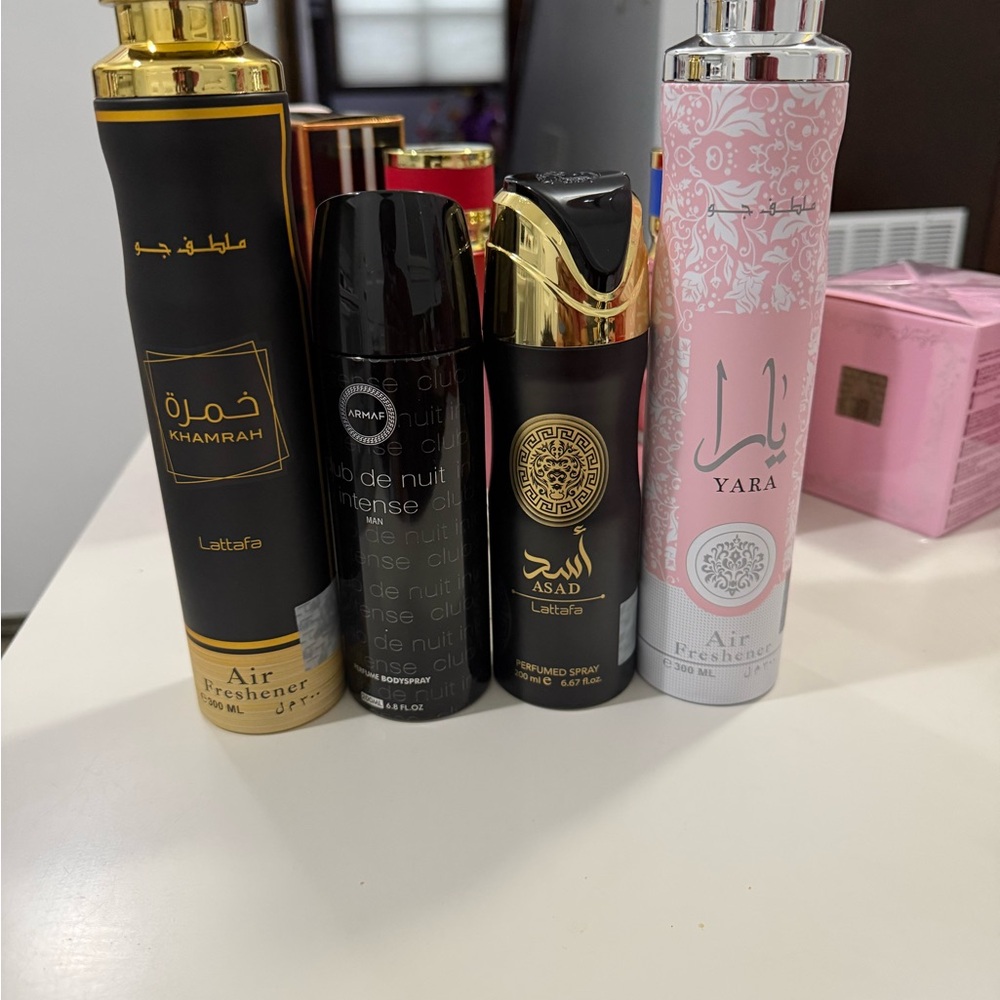 Bundle 4 Lattafa & Armaf Mixed Fragrance Spray Set - Black, Gold, Pink